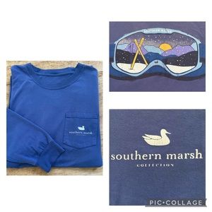 Southern Marsh Mens (see pictures for measurements) Blue Long Sleeve Graphic Tee